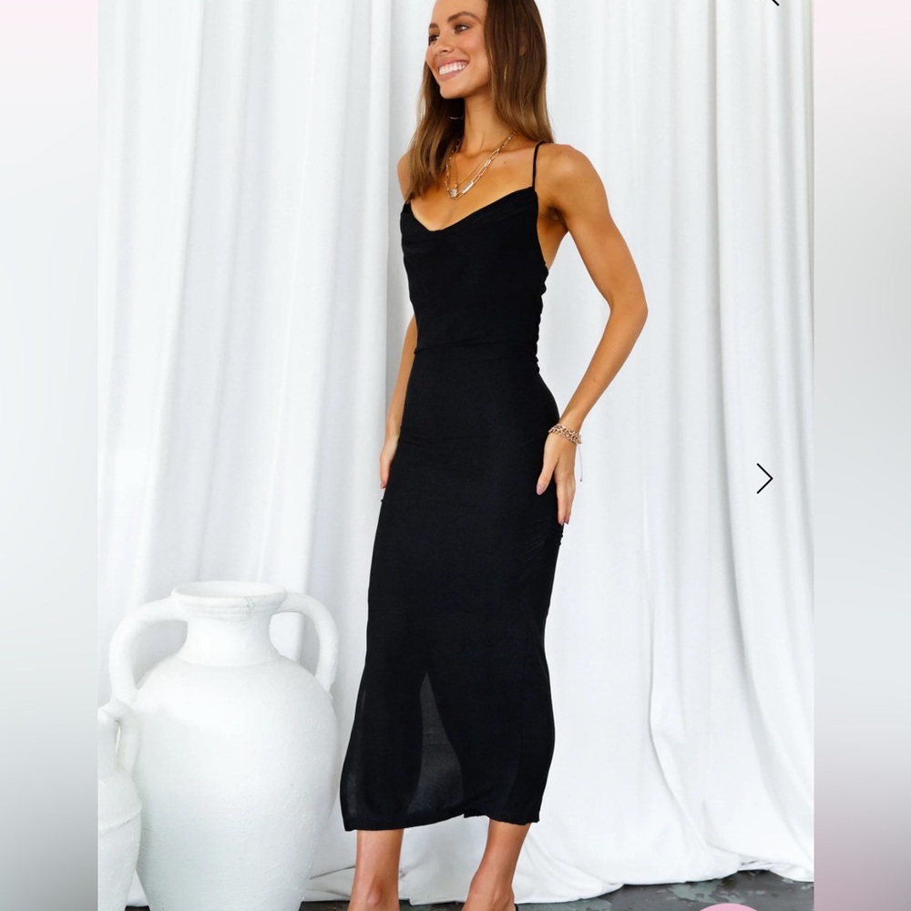 Hello Molly Rumor Black Shimmer Spaghetti Strap Dress